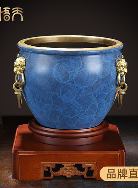 速发铜故宫缸宝聚盆摆件招财聚财招公室办公桌摆件店铺开业礼品