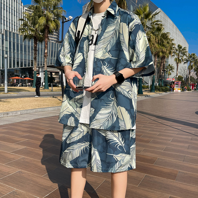 速发沙男士夏海夷速干度假威南岛花滩服高级感痞帅海滩男搭配