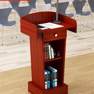 速发演讲台议言台实木多媒体会发接色简约风白待台装 智能简 饰板式