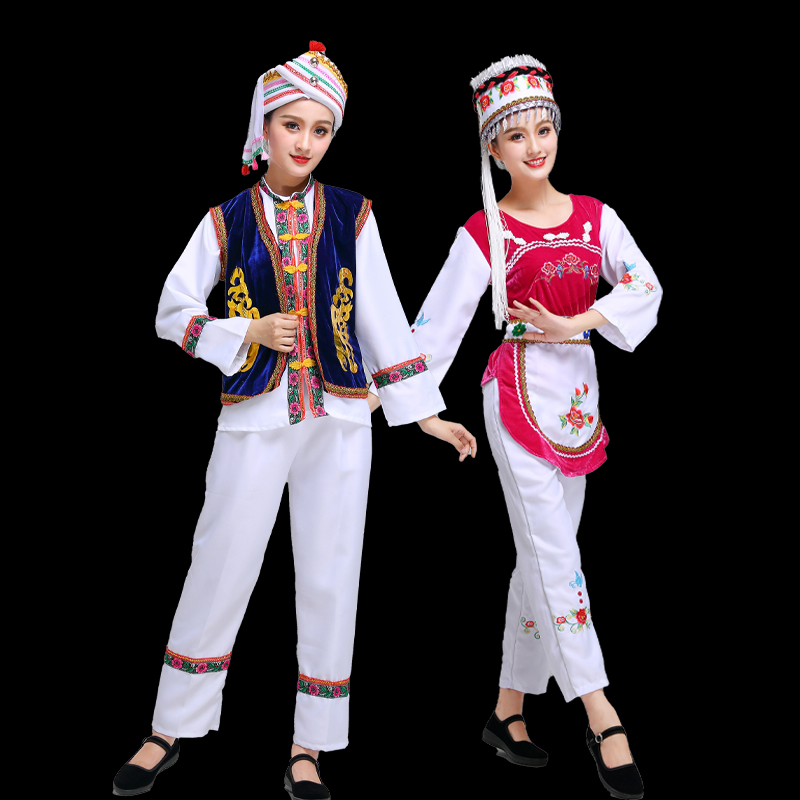 速发服族服装云南大理金花成绣花服人舞蹈白饰演出服新款民族风男