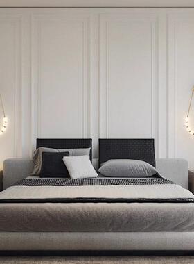 现代简约卧929室床头意灯式奶风厅背景墙创油客意设计不对称魔豆