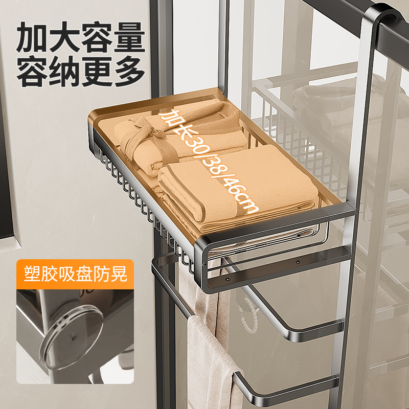 毛巾架卫生间免打孔浴室置物架厕所淋浴房玻璃门挂架毛巾杆浴巾架