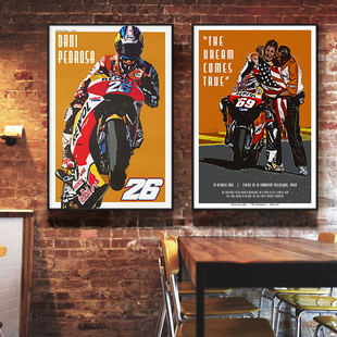 马奎斯装饰画机车宣传海报摩托GP俱乐部壁画工业风酒吧背景墙挂画