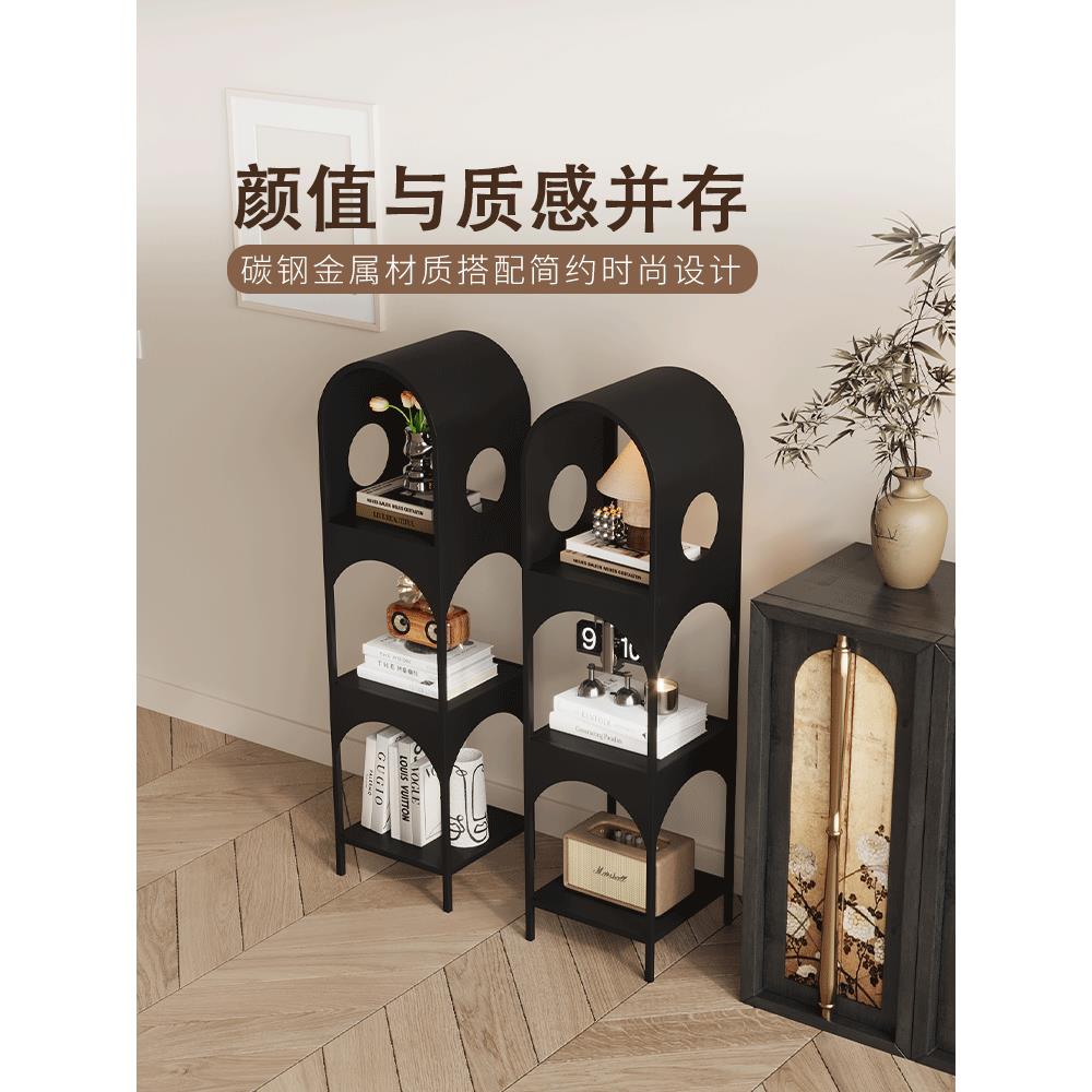 法式客厅角落简单的家庭书柜创意书架落地式储物架角落卧室铁储物