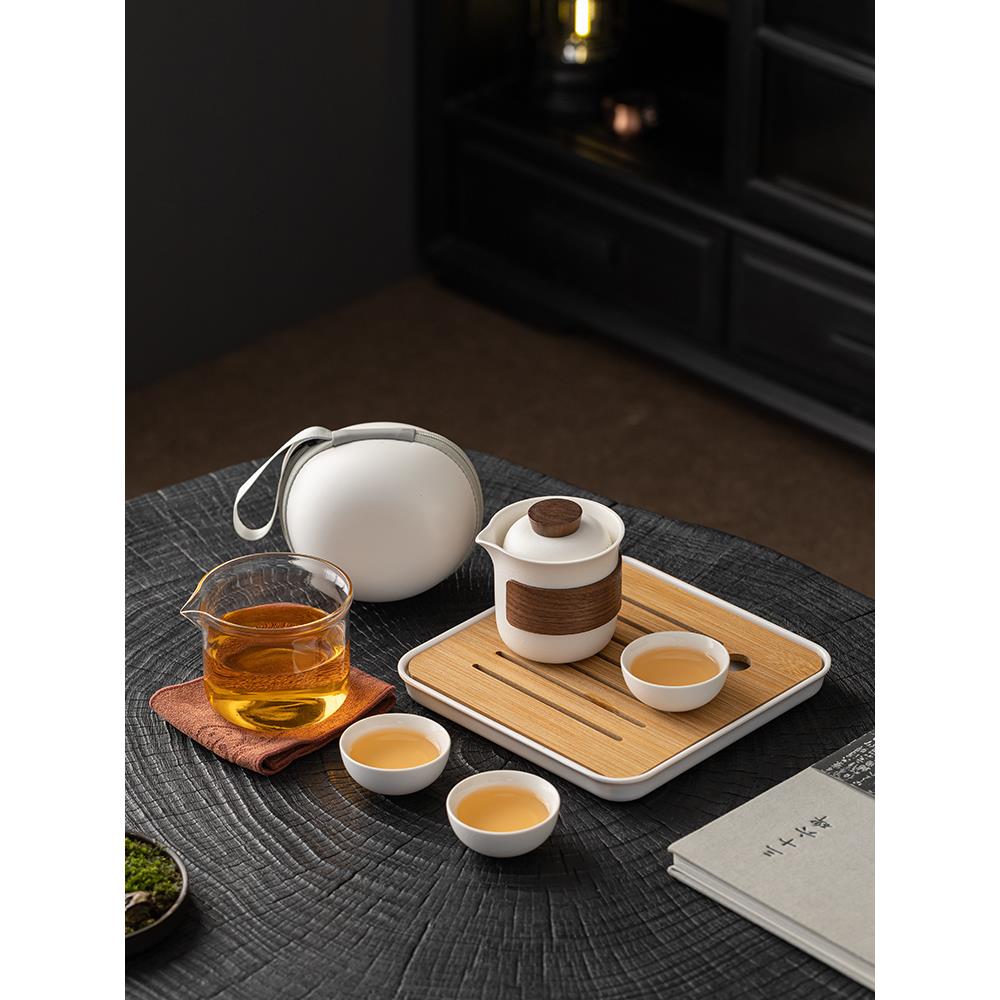 便携式旅行茶具套装快客杯随身包户外露营功夫泡茶壶干泡盘定制
