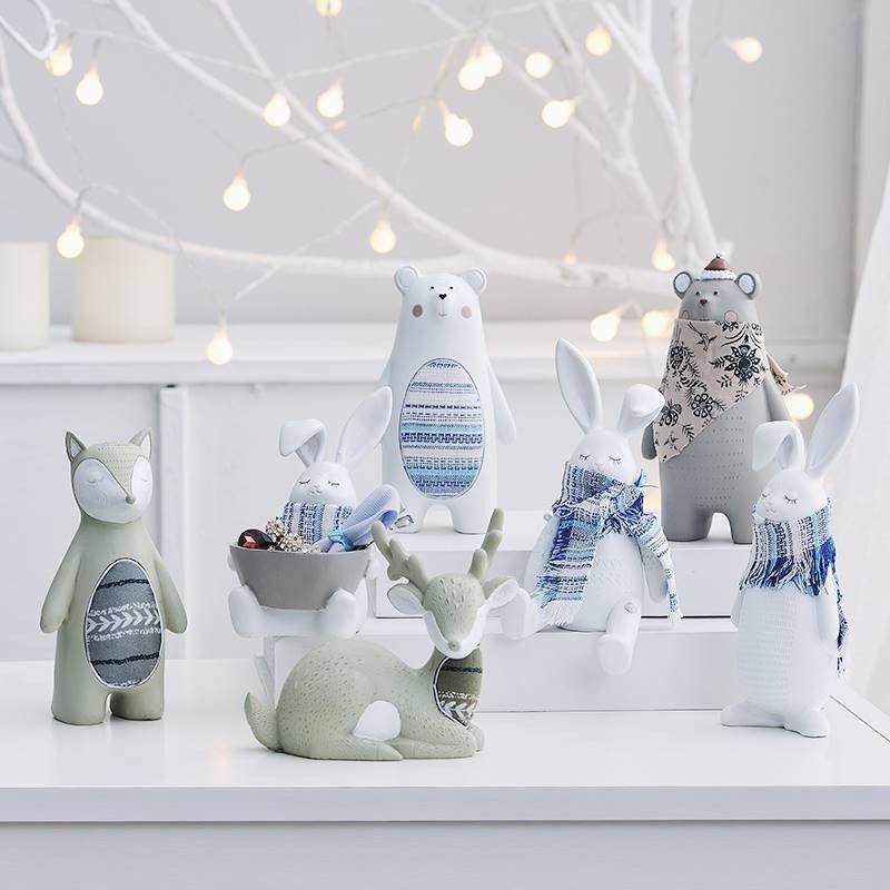 北欧ins卡通小兔子熊麋鹿摆件创意可爱治愈系家居装饰品儿童礼物