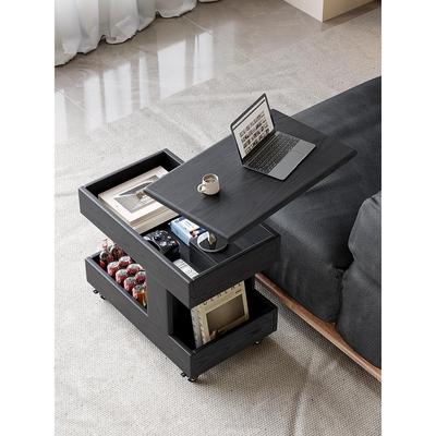 全实木可升降边几客厅2024新款轻奢高级感沙发角几带轮可移动推车