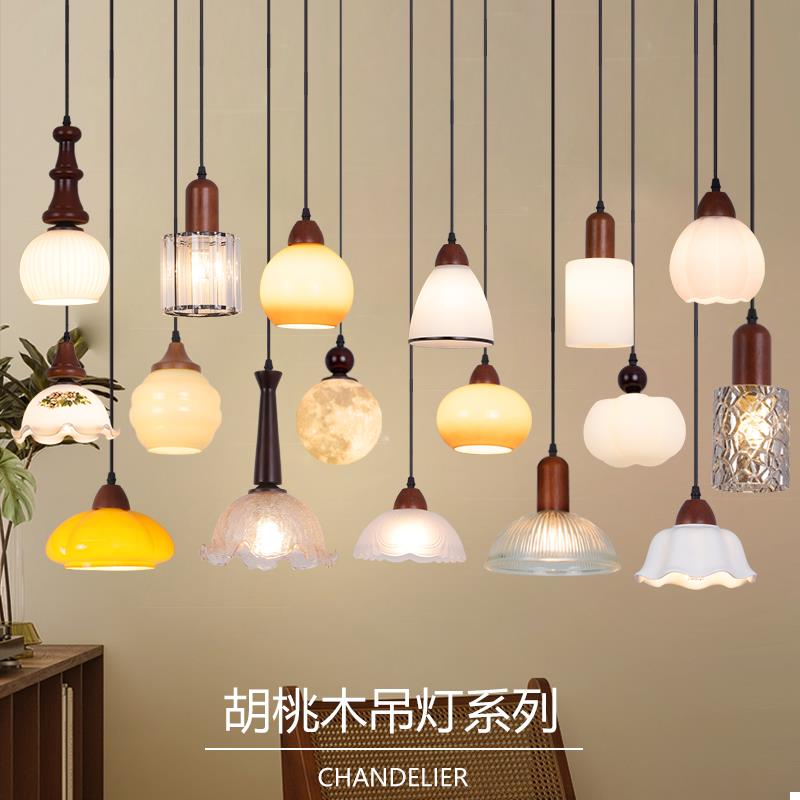 中古风新款卧室床头吊灯现代简约艺术吧台吊线 线灯创意玄关小吊