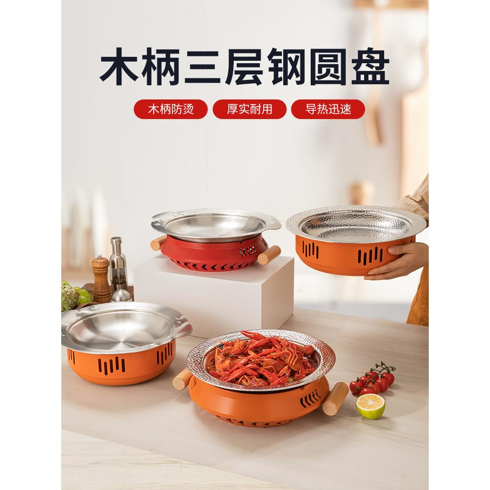 不锈钢肉蟹煲锅胖哥俩蟹煲盆牛蛙锅干锅商用网红餐厅酒精炉火锅