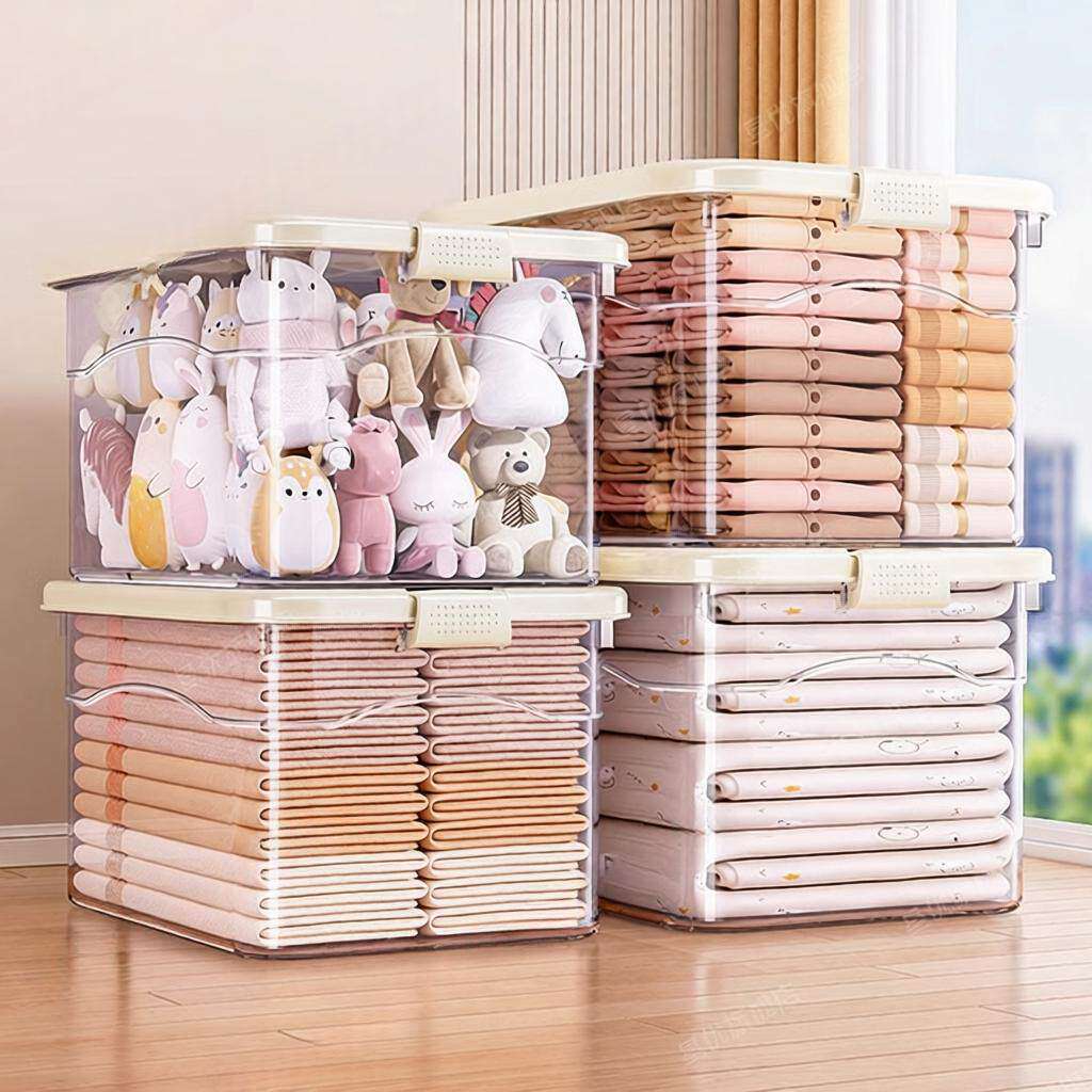 透明收纳箱大容量特大号厚家用衣物棉被储物箱带轮收纳盒整理箱