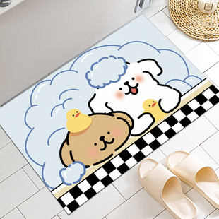 矽藻泥化妆室地毯卡通可爱家用卫浴专用吸水脚垫门口防滑浴室地垫