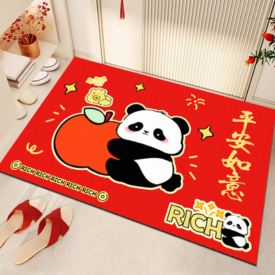 玄关门垫进门脚垫2024新款红色喜庆乔迁地毯防滑硅藻泥入户门地垫