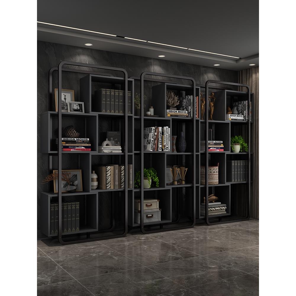 书架落轻奢铁艺置物架简易家用书柜多层卧室格子柜儿童绘本收纳架