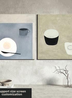 Zhai Wabi-Sabi风格画布方形挂画现代奶油风格民宿房间无框装饰画