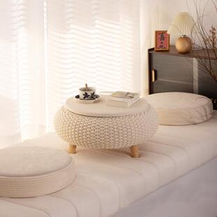 飘窗小桌阳台迷你小茶桌三件套小型茶台榻榻米地台桌奶油风小桌子