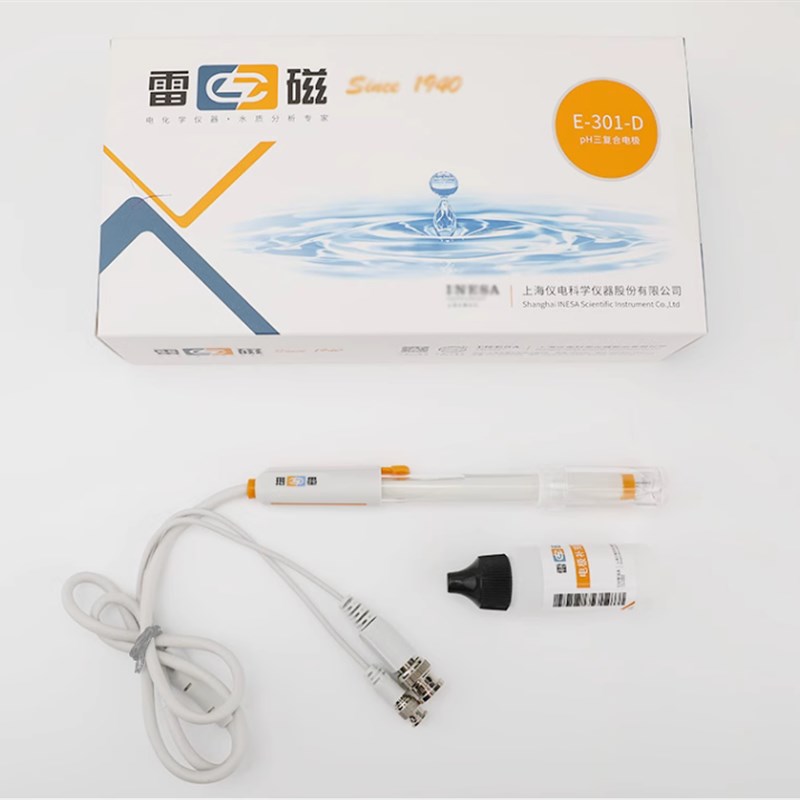 上海雷磁 E-301-D型pH三复合电极 实验室pH电极探头传感器 开票