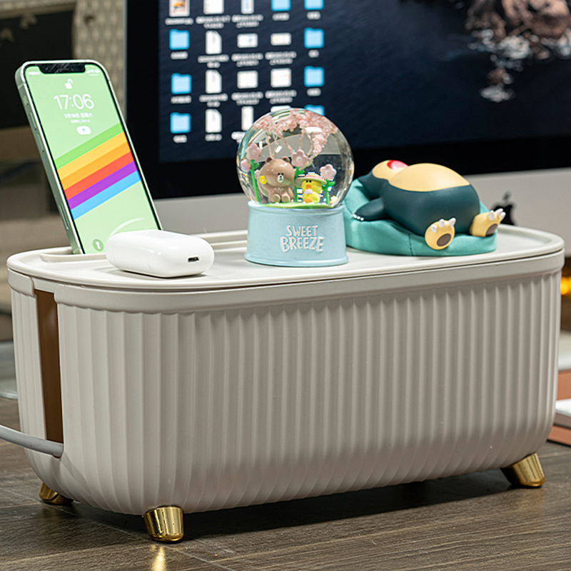 插线板收纳盒桌面排插固定器插座充电源线整理集线器装饰遮挡神器