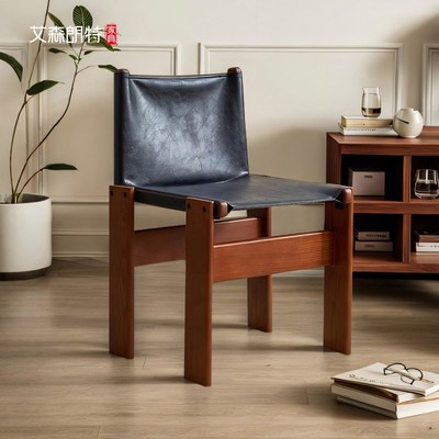 艾森朗特中古实木餐椅家用侘寂风复古白蜡木靠背北欧设计师僧侣椅