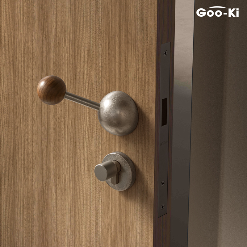 格奥琦一半原创设计师款静音磁吸锁室内门锁黑胡桃木门把手