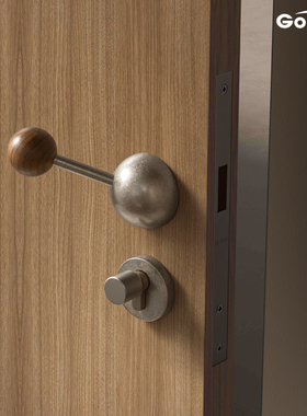 格奥琦一半原创设计师款静音磁吸锁室内门锁黑胡桃木门把手