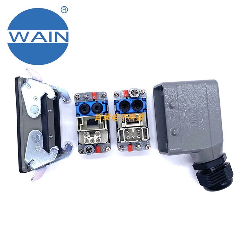 WAIN唯恩重载连接器  2气5电带网口RJ45 集成电路模块  HARTING