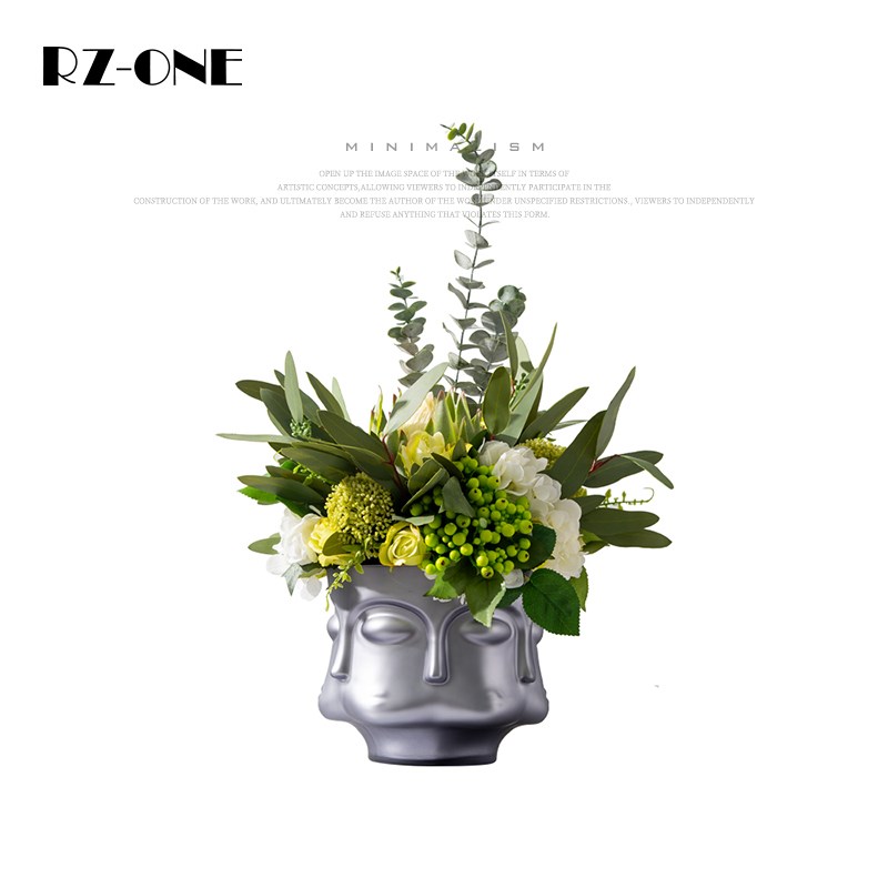 rzone 现代简约整体花艺套装仿真花客厅餐桌花瓶面具软装饰品摆件