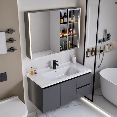 现代简约陶瓷一体盆浴室柜组合轻奢洗漱盆卫生间洗手台洗脸洗面柜