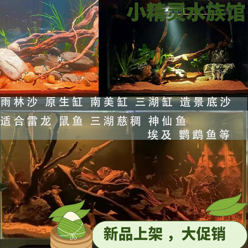 热带雨林沙鼠鱼沙鱼缸底砂南美造景沙埃及七彩雷龙水草黄金太行红