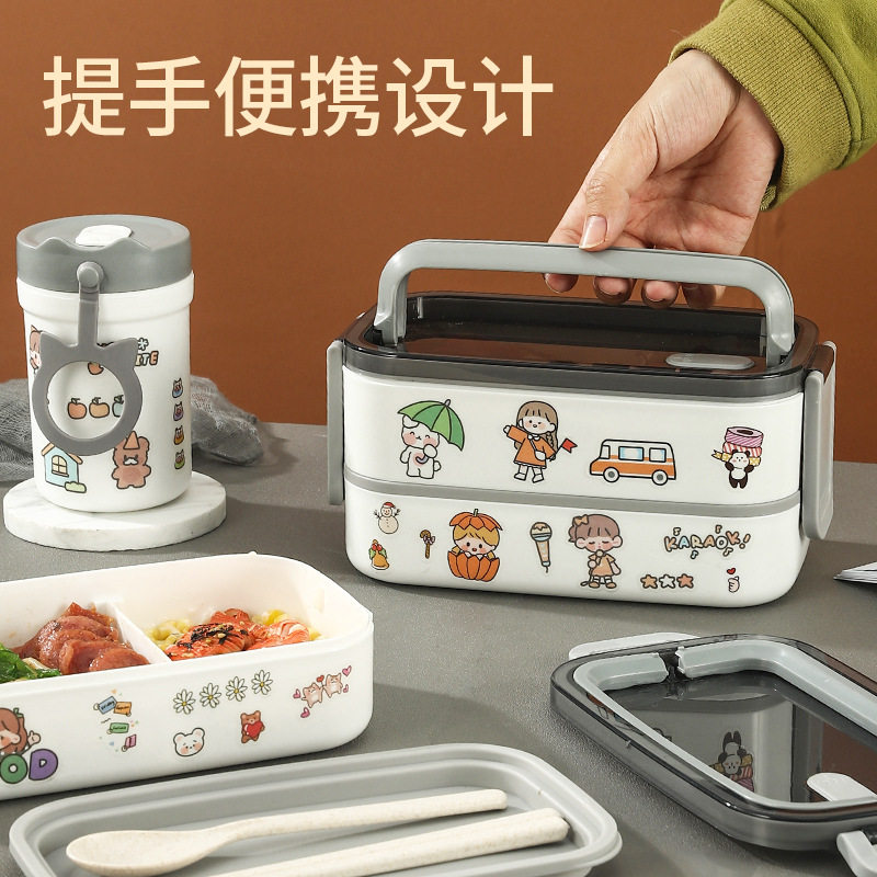 日式饭盒可爱水果盒分隔型保温饭盒儿童学生上班族便当盒便携餐盒