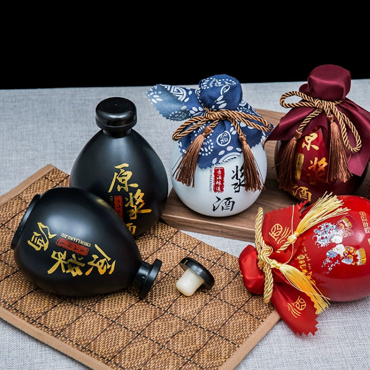酒瓶空瓶仿陶瓷玻璃酒瓶一斤窖藏白酒米酒原浆酒瓶带盒泡沫装包邮