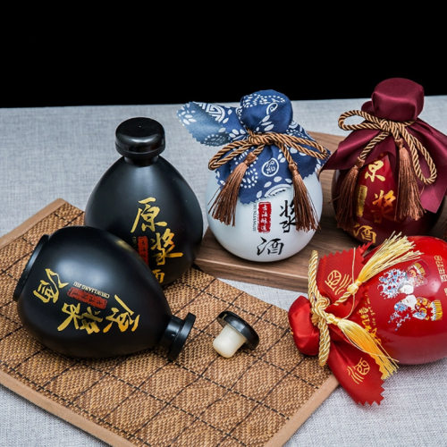 酒瓶空瓶仿陶瓷玻璃酒瓶一斤窖藏白酒米酒原浆酒瓶带盒泡沫装包邮