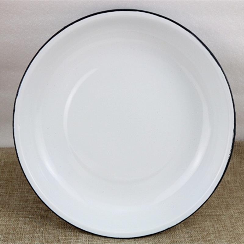 搪瓷搪瓷深盘饺子盘铁盘经典大盘鸡盘子饭碟怀旧怀旧餐厅盘子老式