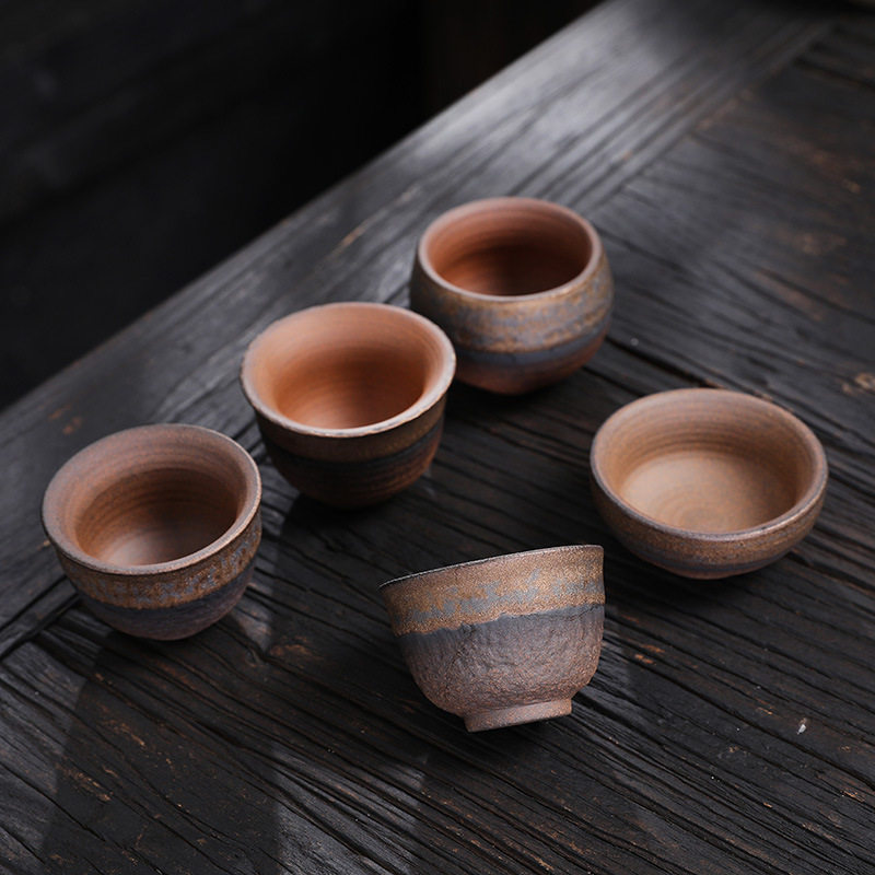 茶碗泡茶杯子陶瓷主人杯鎏金铁铀茶杯功夫茶具单杯粗陶品茗杯轻奢