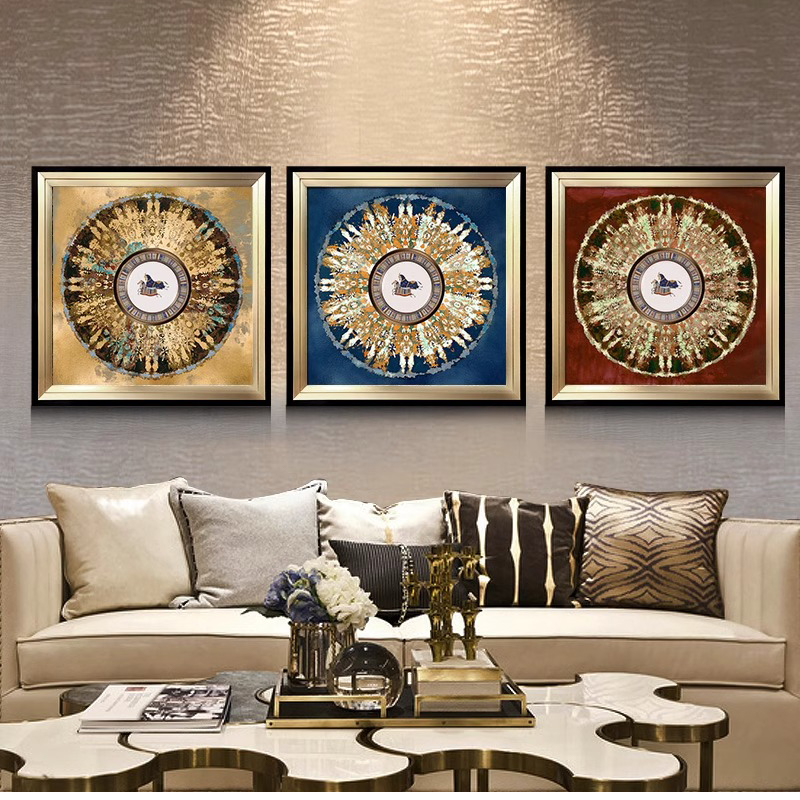 现代美式沙发背景墙画欧式餐厅壁画玄关挂画轻奢客厅背景墙装饰画