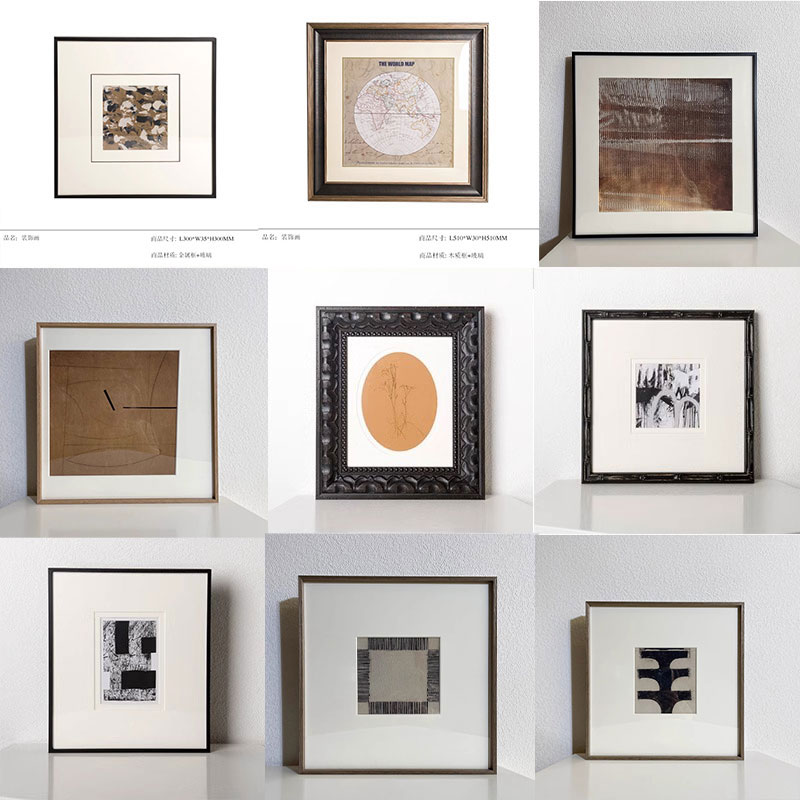 现代轻奢样板间装饰画挂画背景墙侘寂风-中古ins风创意复古可定制