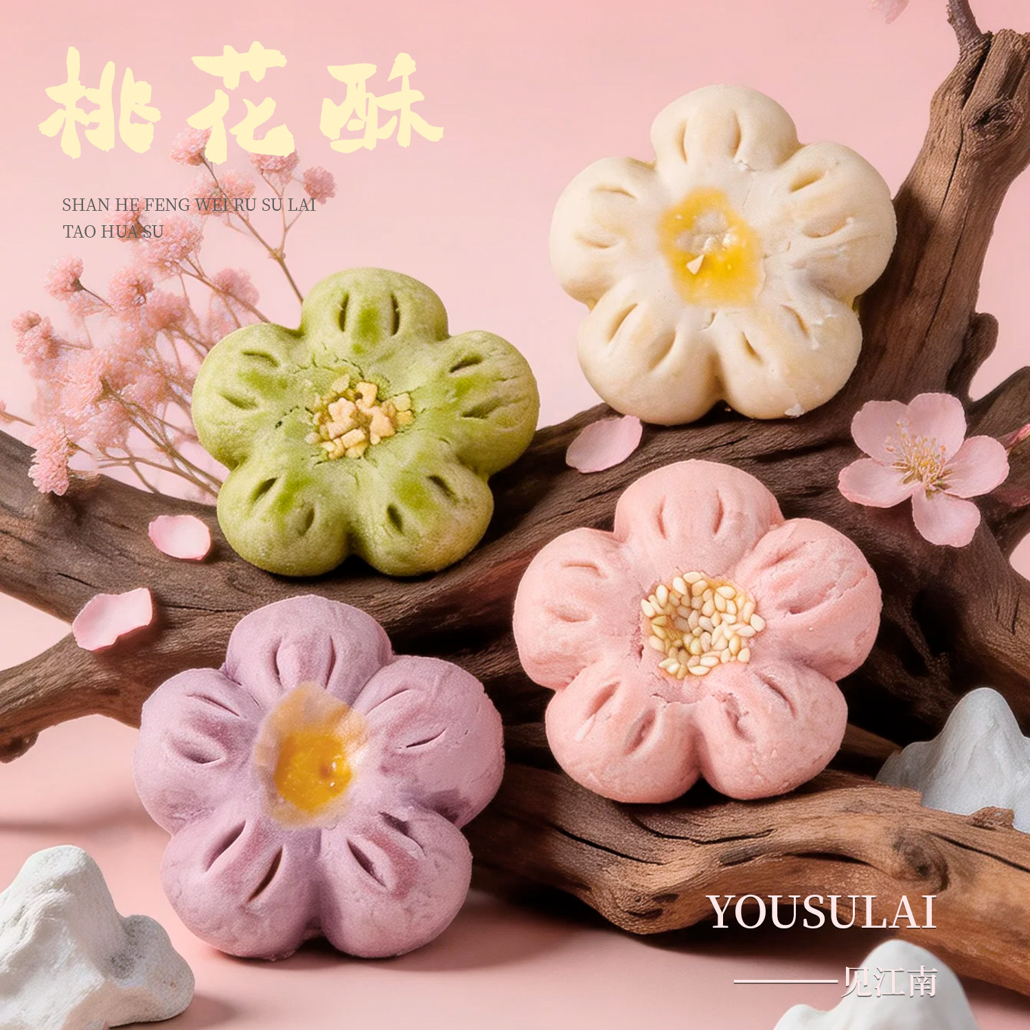 桃花酥花型酥江南糕点花朵造型中式点心下午茶订结婚摆台伴手礼