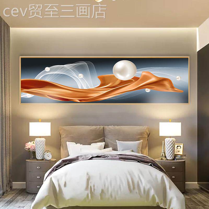 网红床装饰画卧头室版内抽象主卧温馨挂壁画现代简横约客厅墙室画