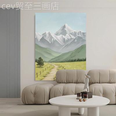 网红.手绘油恰画《寂逢关春日》侘风装饰画客厅挂玄画餐厅壁画