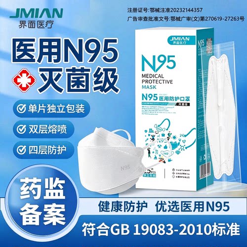 界面n95级医用防护口罩柳叶鱼嘴