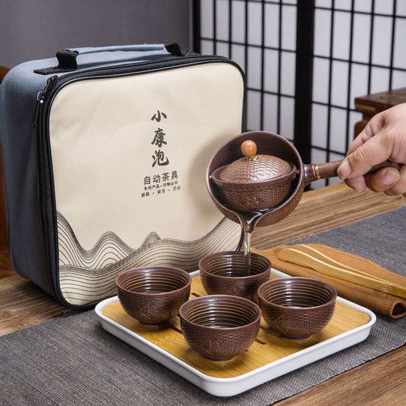 旅行便携b式旋转自动茶壶家用户外功夫茶具随身携带摇摆懒人泡茶