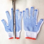 包邮 工作劳保手套60双 棉纱手套细线点胶手套 点珠点塑手d套