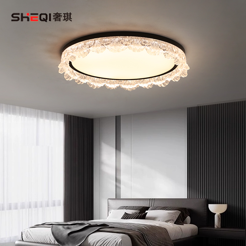 意式极简卧室灯轻奢高级感现代简约全光谱护眼圆形主卧房间吸顶灯