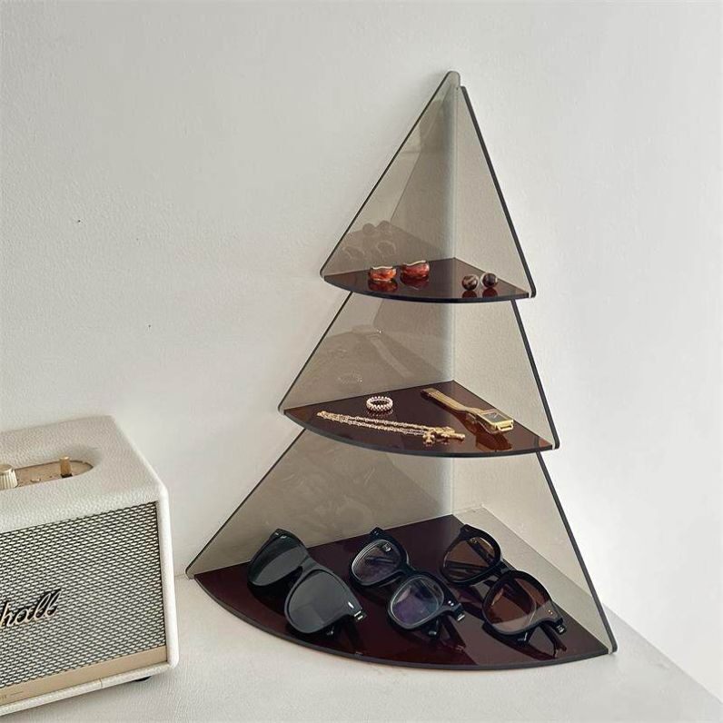 玖楼 桌面转角置物架化妆品收纳盒香水亚克力收纳架餐桌墙角杯架