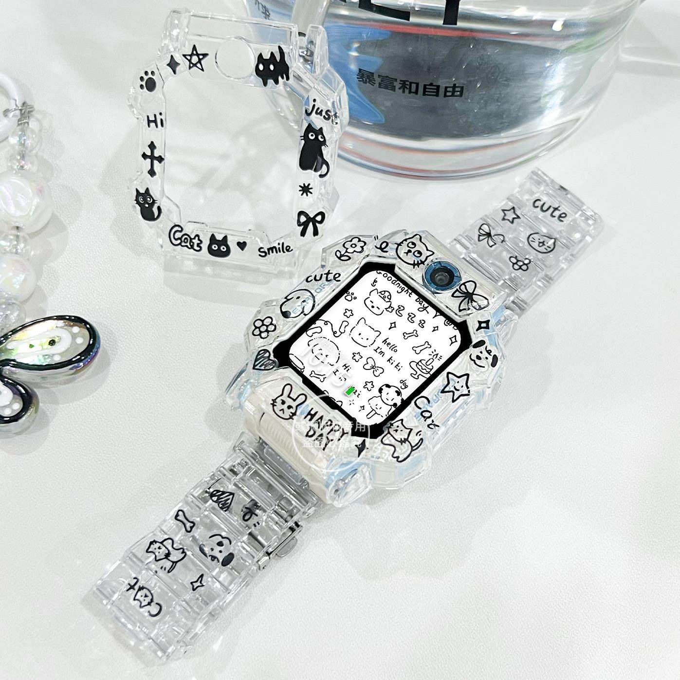 适用小天才N3D3S电话手表表带Z10Z9Z8Z6D2卡通创意防摔保护壳腕带