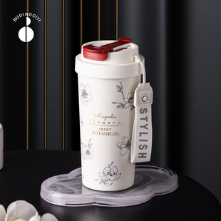 【非涂层】真陶瓷内胆保温杯吸管户外水杯男女车载杯子外带咖啡杯