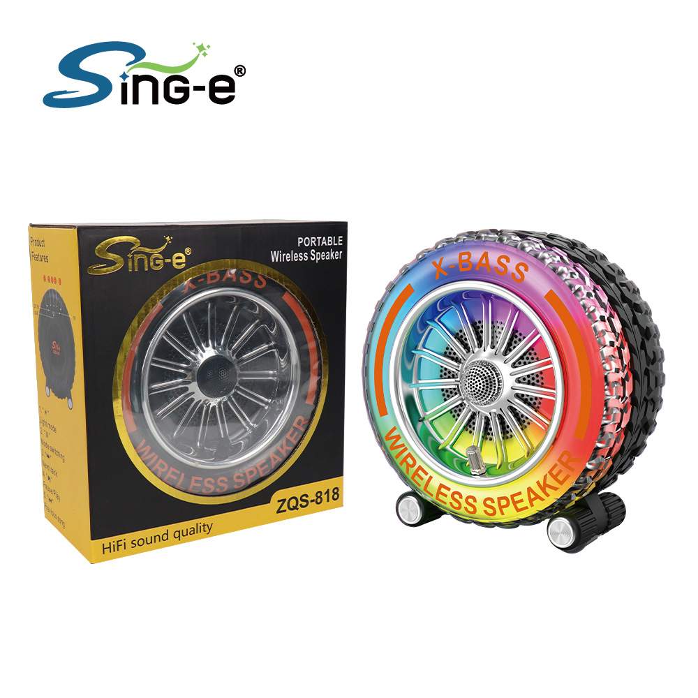 SING-E ZQS-818独特设计轮胎形桌面电脑音响迷你炫彩灯光无线音箱