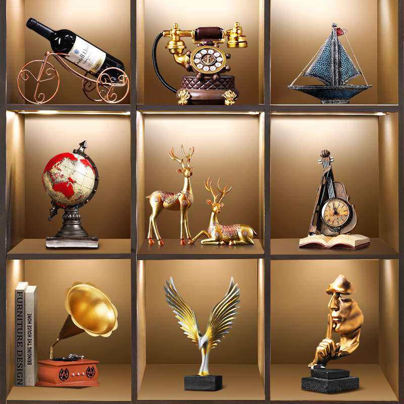 复古留声机摆件电话美式家居客厅酒柜咖啡店装饰品书柜怀旧老物件