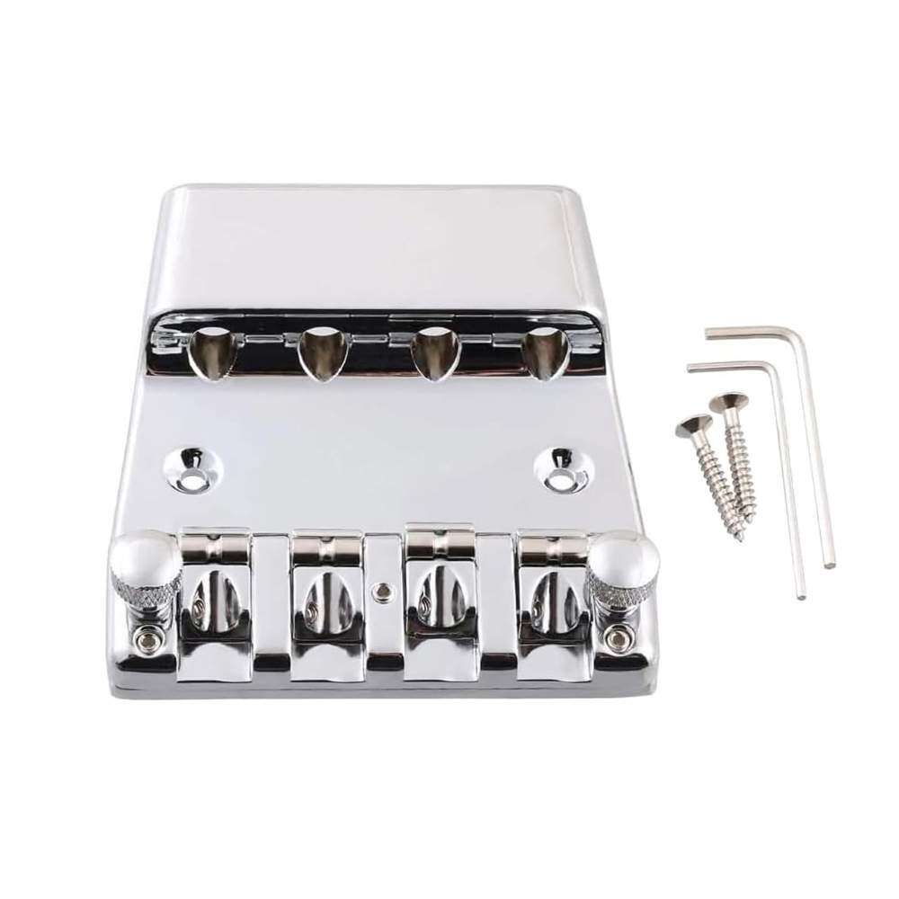 电吉他琴桥贝斯弦桥下驹银色鞋状4弦贝斯琴桥电贝司琴桥拉弦板
