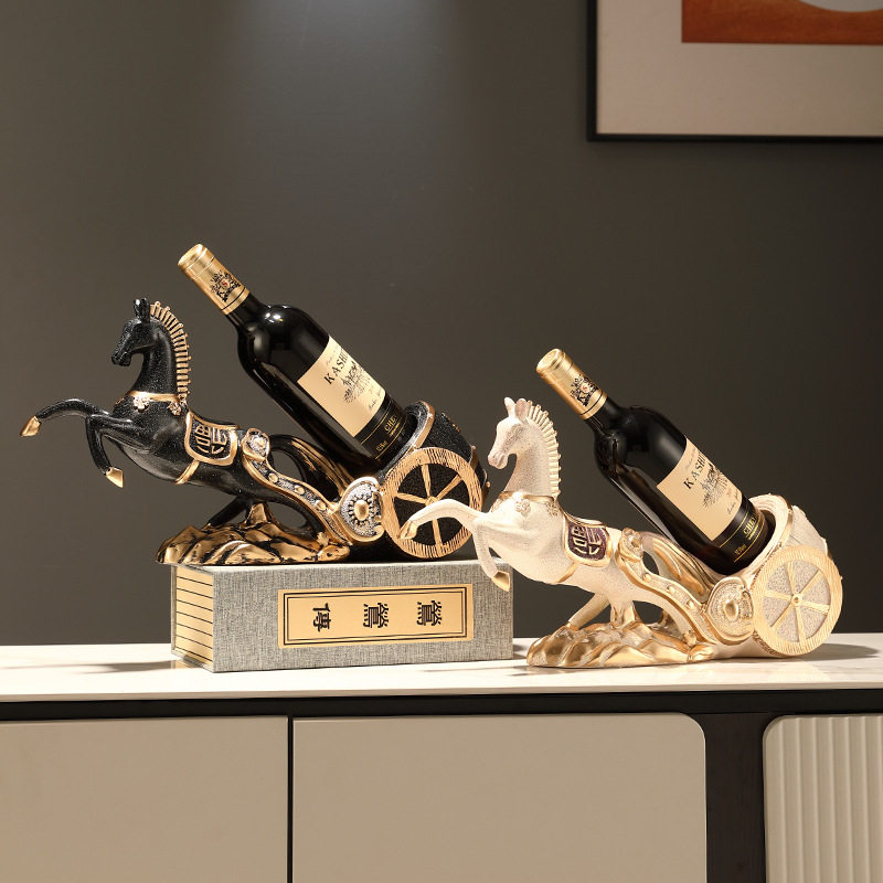 新中式马酒架摆件创意客厅装饰酒柜玄关工艺品红酒托马到成功