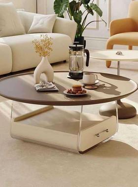 油复古双层茶几厅家用法式简约客现代亚LQT克力圆小户奶型组合形